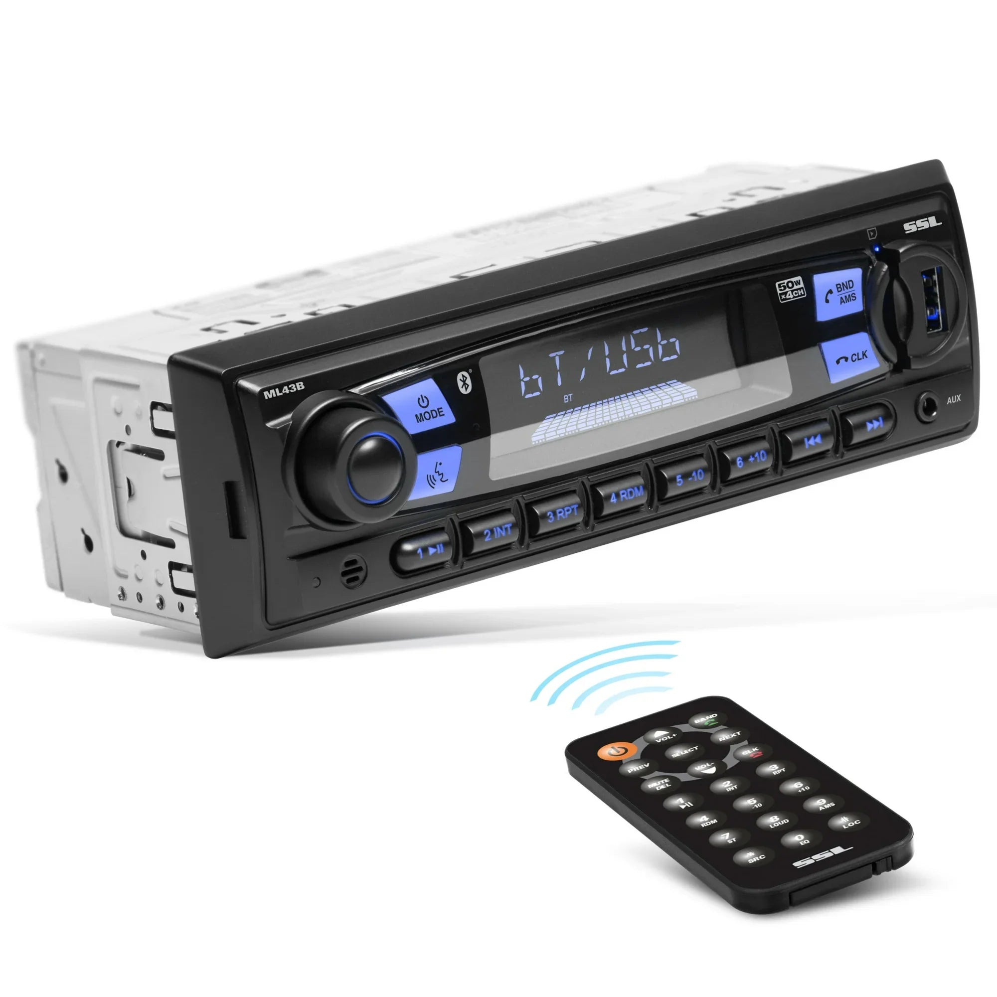 Sound Storm Laboratories ML43B Car Audio Stereo – Single Din, Bluetooth, No CD DVD Player, AM/FM Radio Receiver, Wireless Remote Control