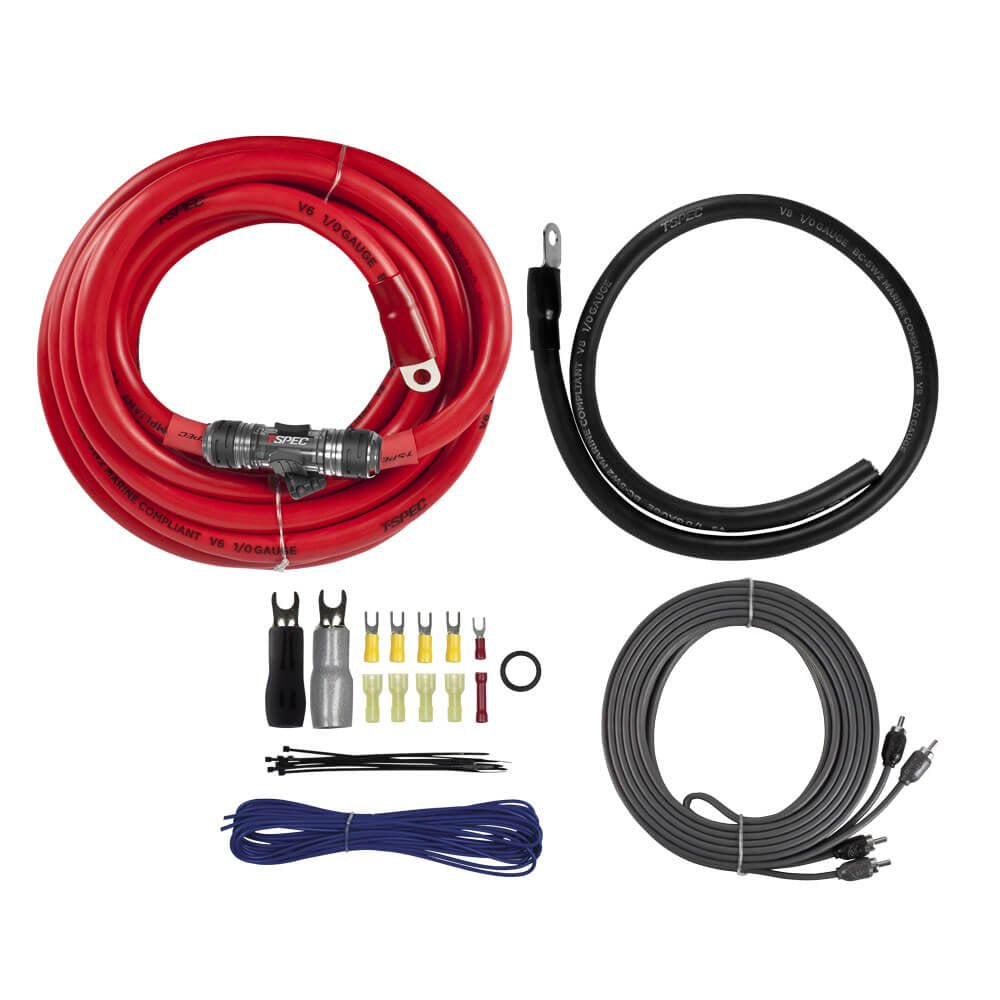 T-Spec V8-AK1 v8 1/0 AWG Amp Kit - 3800 W with RCA Cable
