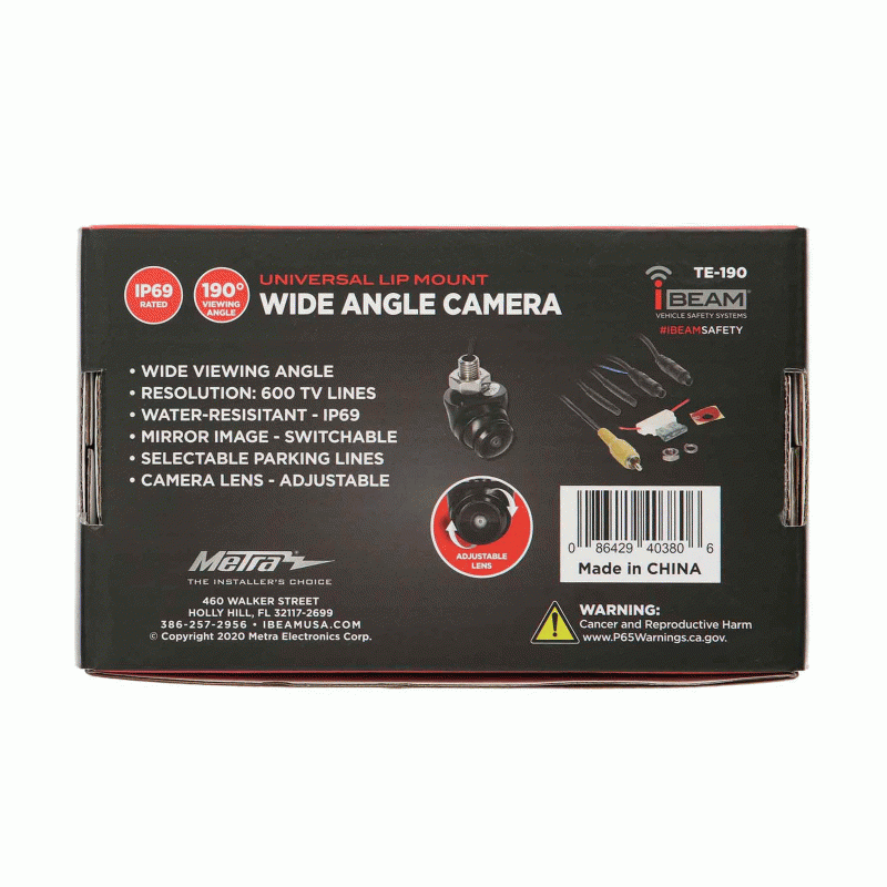 Metra TE-190 Adjustable Lens Wide Angle Camera