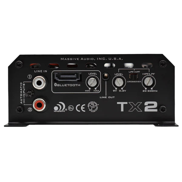 Massive audio TX2 - 120 Watts X 2 RMS @ 4 Ohm Full Range Bluetooth Marine Amplifier