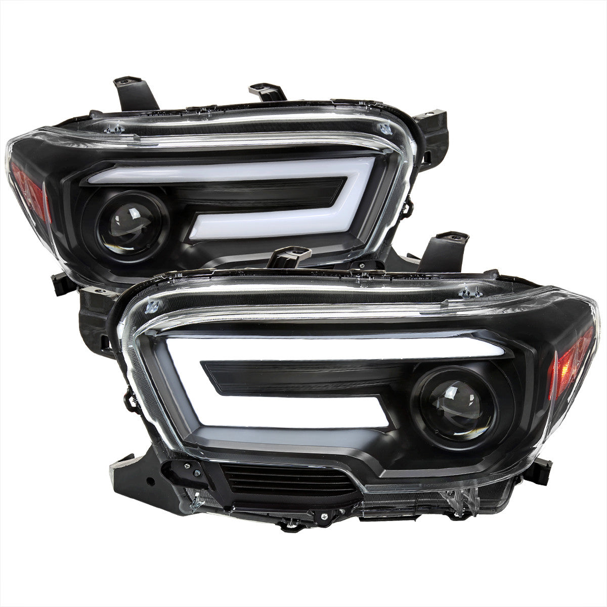 Spec-D 16-23 Toyota Tacoma Headlights Switchback SEQ Matte Black