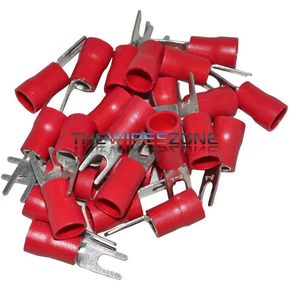 Install Bay RVST88 Red Vinyl 8 Gauge #8 Spade Terminal (25/pack)