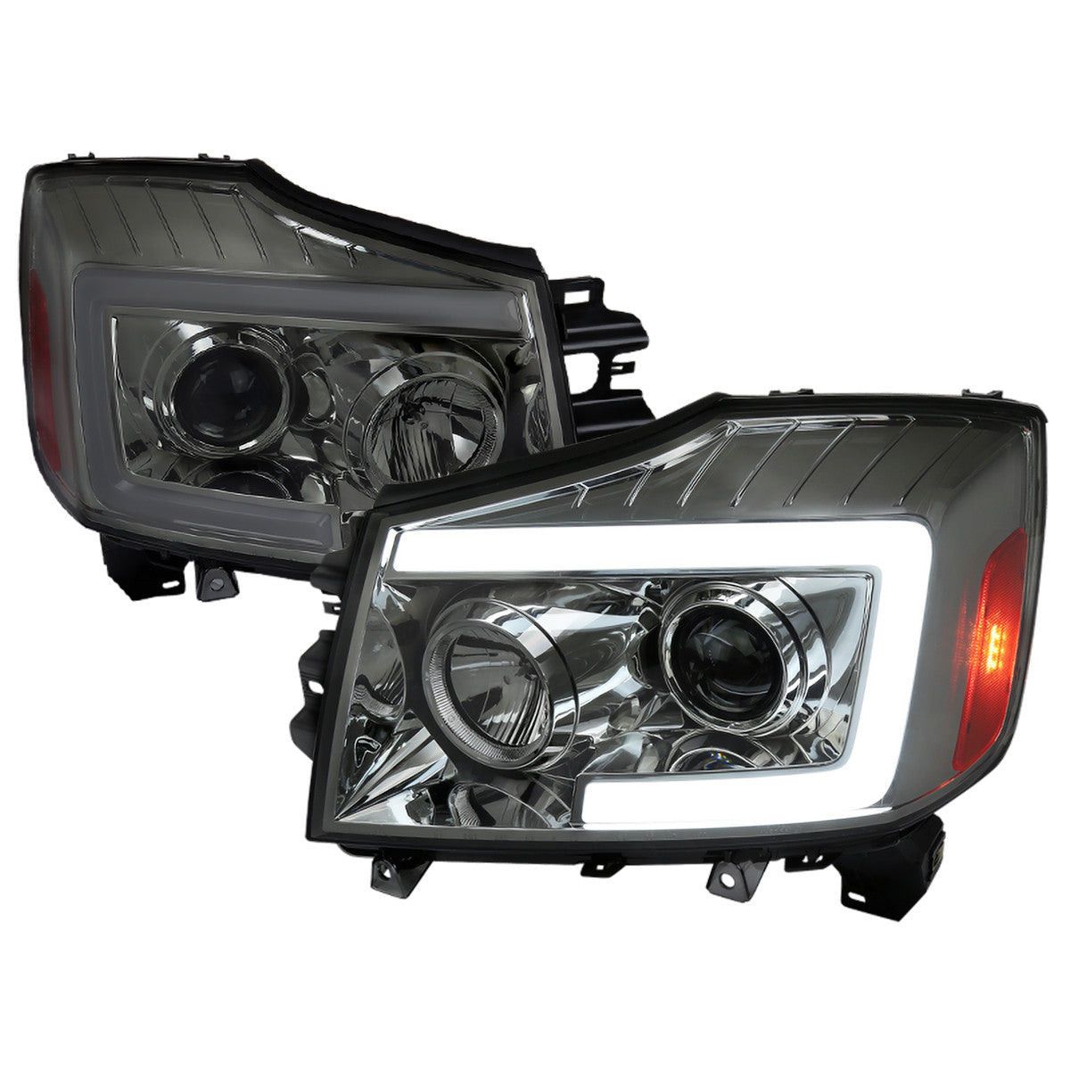 Spec-D 04-15 Titan 07-07 Armada Pro Headlights LED Bar Chrome