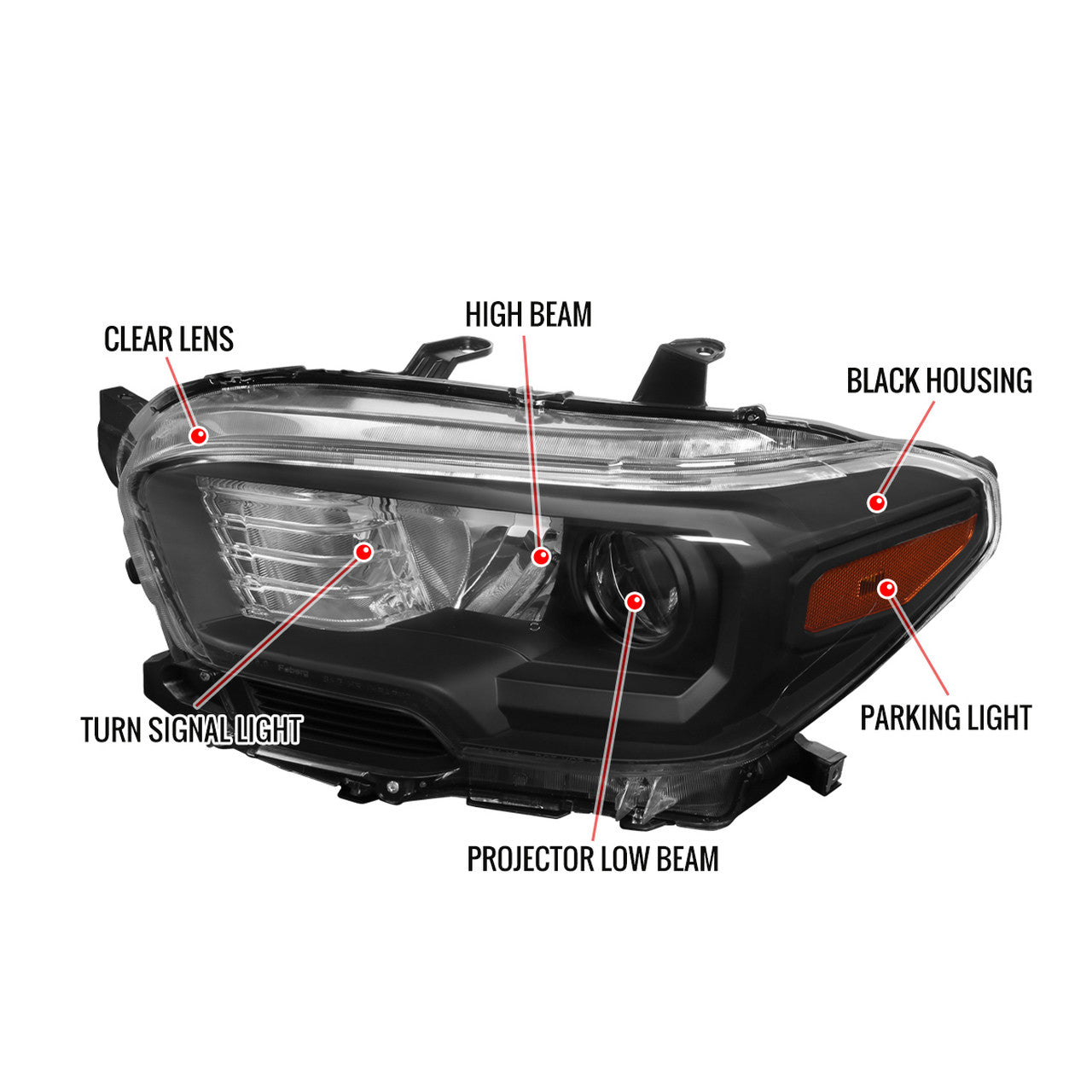 Spec-D 16-22 Toyota Tacoma Projector Headlights Black