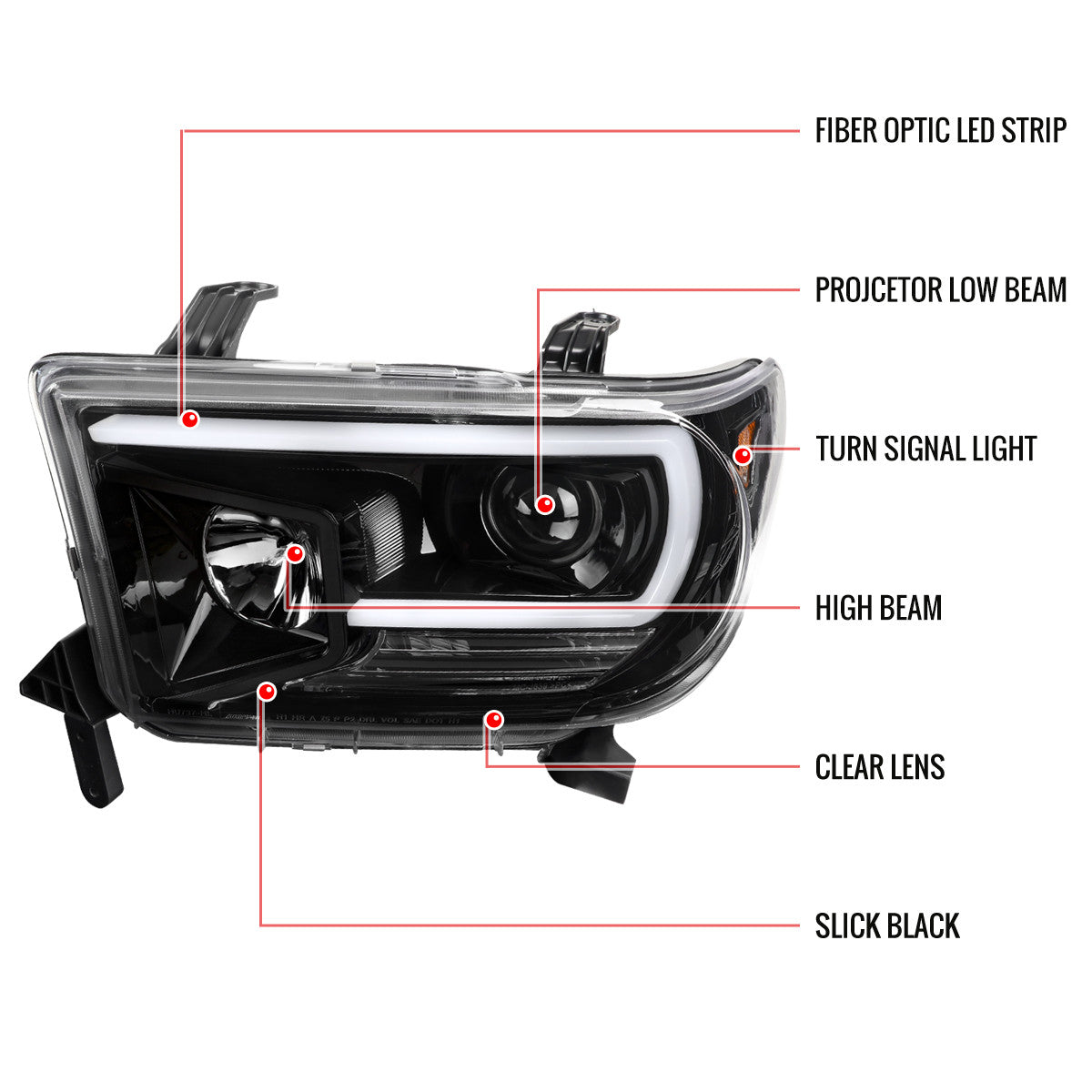 Spec-D 07-13 Tundra/08-17 Sequoia Headlights LED C-Bar Black