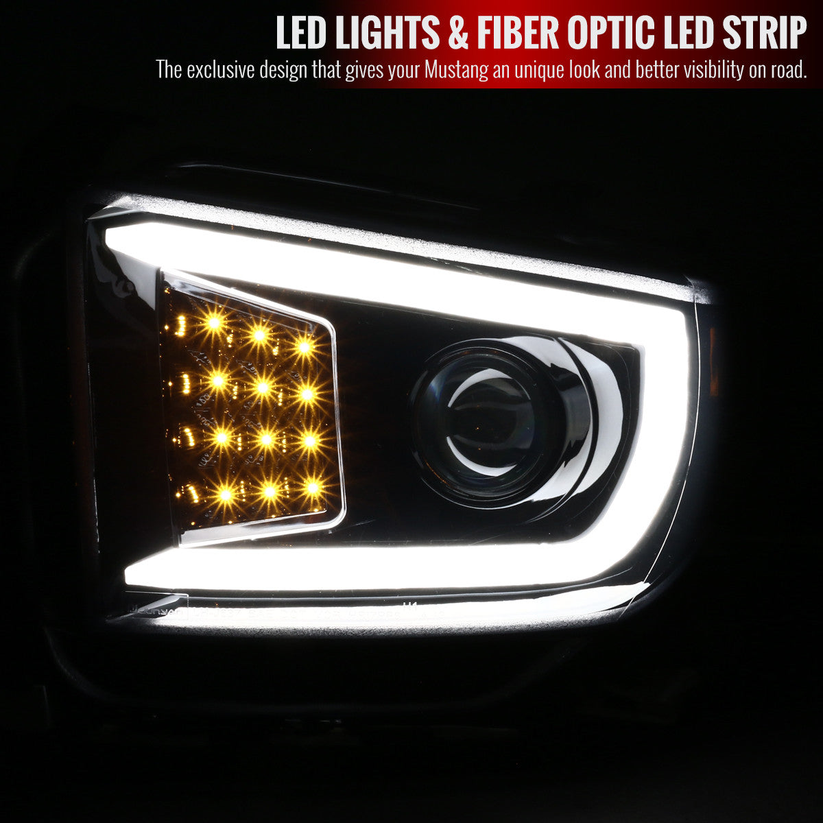 Spec-D 14-21 Tundra Projector Headlights LED C-Bar Black/Smoke