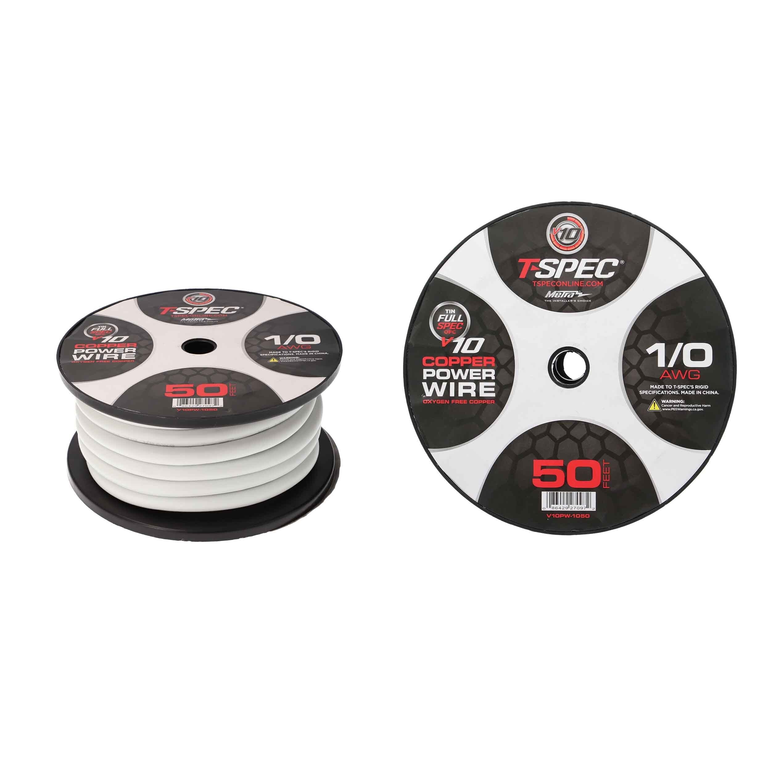 T-Spec V10PW-1050 50 ft. (15.24m) 1/0 Gauge V10 Series Full OFC True Spec Power Wire