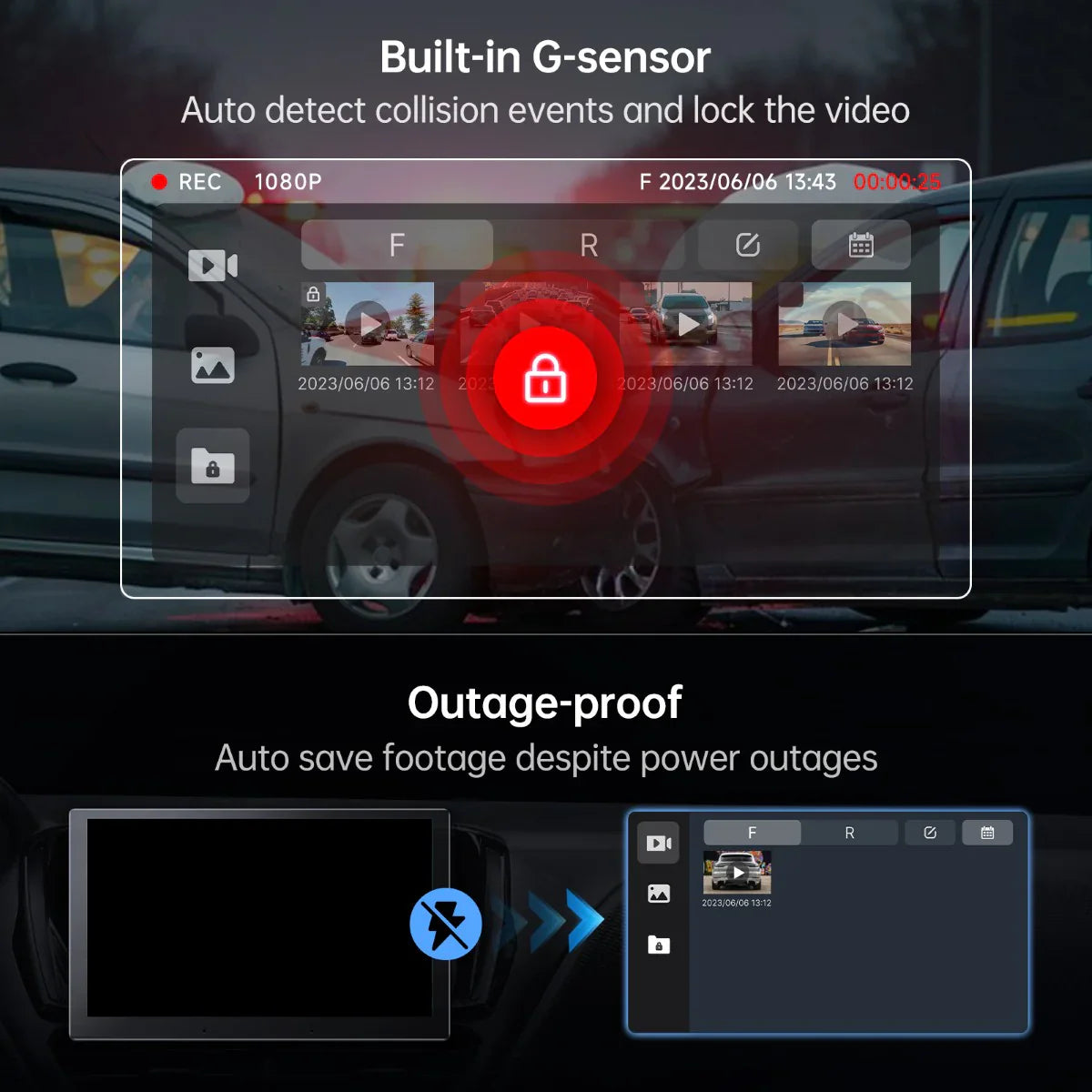 FHD 1080P On-Dash DVR Camera Real-Time Recording