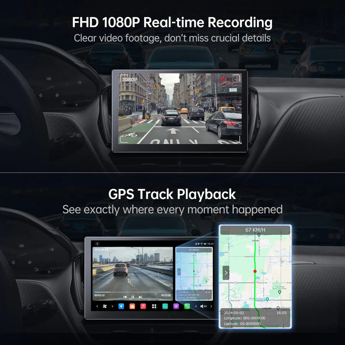 FHD 1080P On-Dash DVR Camera Real-Time Recording