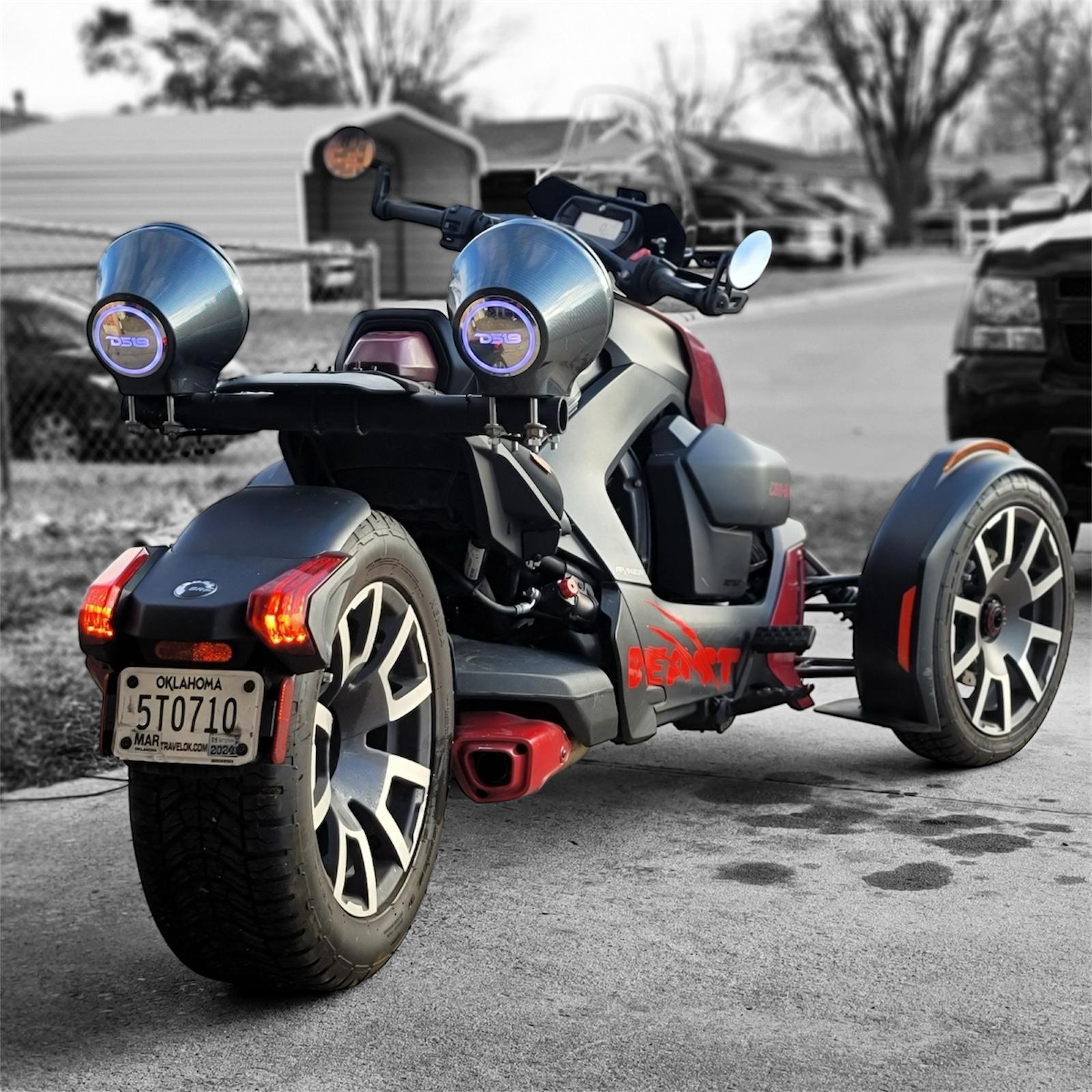DS18 8” Universal Flat Mount Kick Panel Speaker Pod – Jet Skis, Jeeps, Motorcycles – RGB LED Lights
