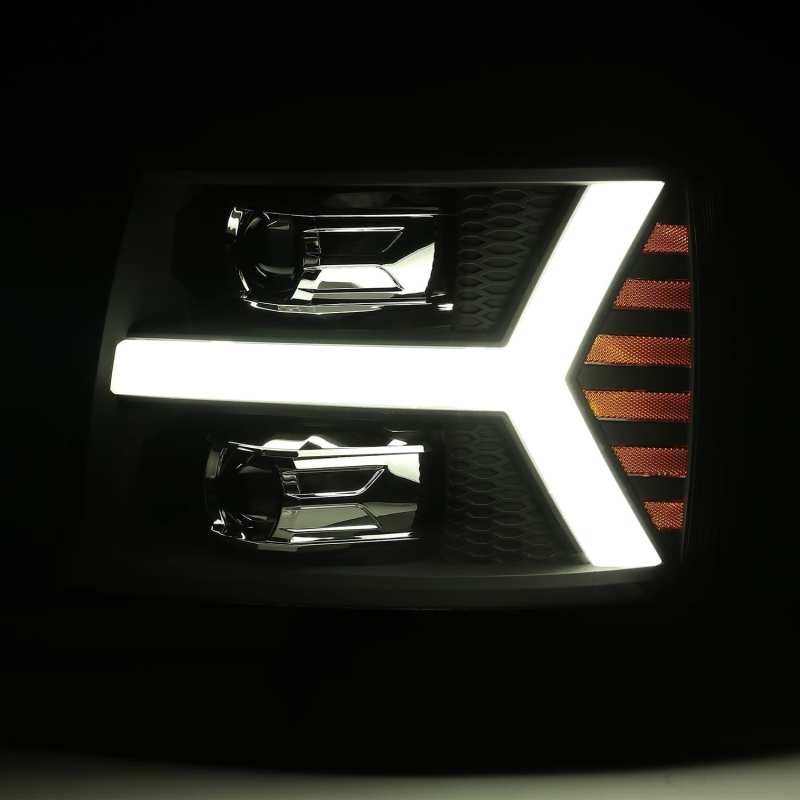 AlphaRex 07-13 Chevrolet Silverado LUXX-Series LED Projector Headlights Jet Black