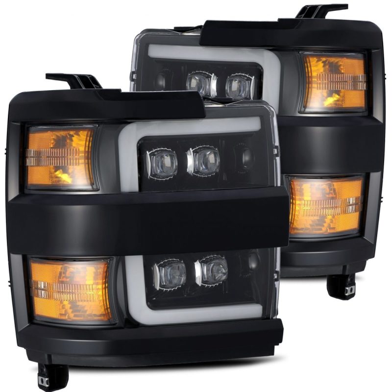 AlphaRex 15-19 Chevrolet Silverado 2500HD/3500HD MKII NOVA-Series LED Projector Headlights Jet Black