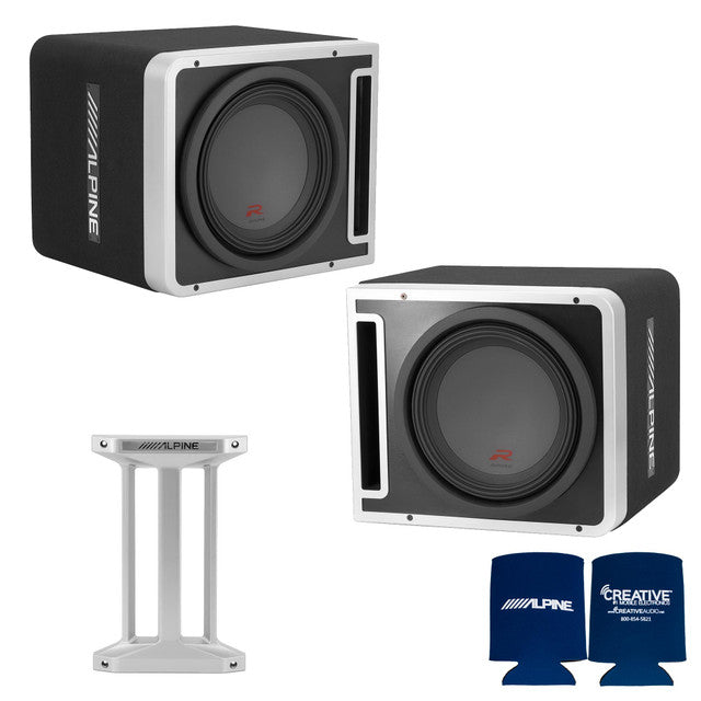 Alpine Pair of R-SB12V Pre-Loaded R-Series 12-inch Subwoofer Enclosures, with KTX-H12 Linking kit