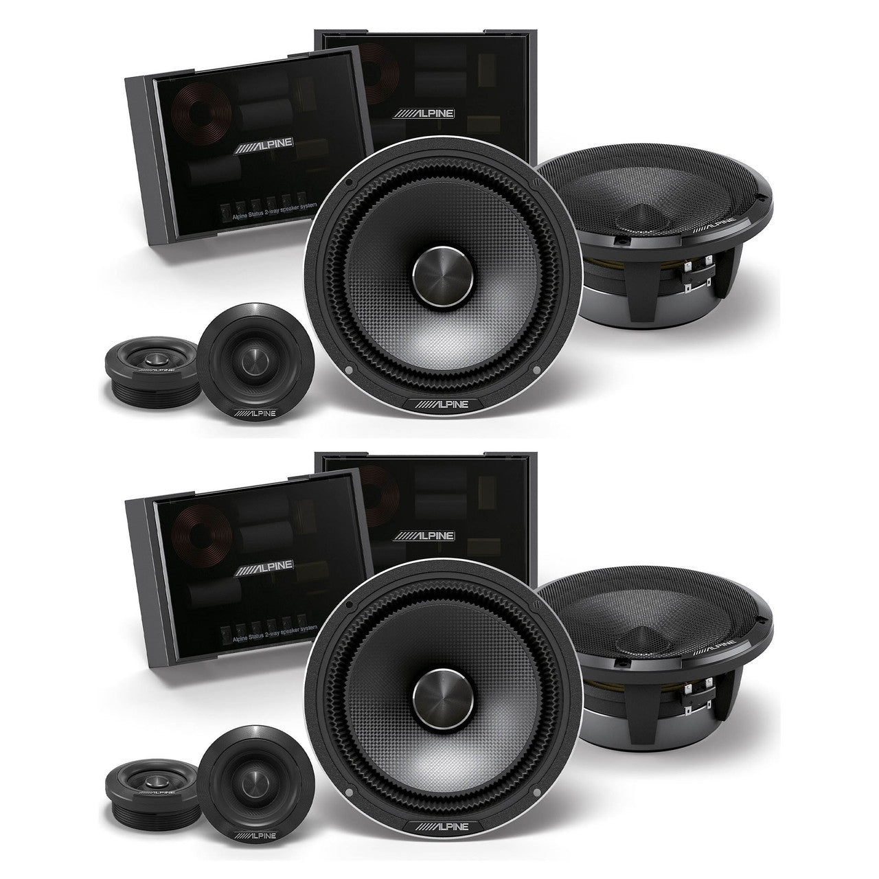 Alpine 2 Pairs HDZ-65CS Alpine Status Series Hi-Res 6.5” 2-Way Slim-fit Component Speaker Set
