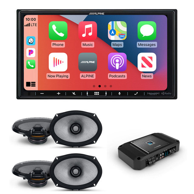 Alpine iLX-407 Shallow Chassis 7-Inch Receiver w/ R2-A60F 4 channel Amp &. (2) pairs of R2-S69 6x9