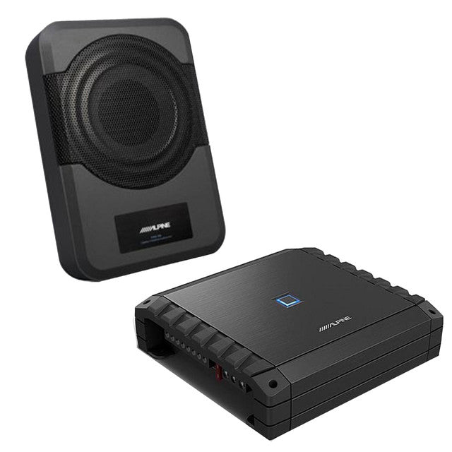 Alpine PWE-S8 Compact 8-Inch Powered Subwoofer System & S2-A36F S-Series Class-D 4-Channel Amp Bundle