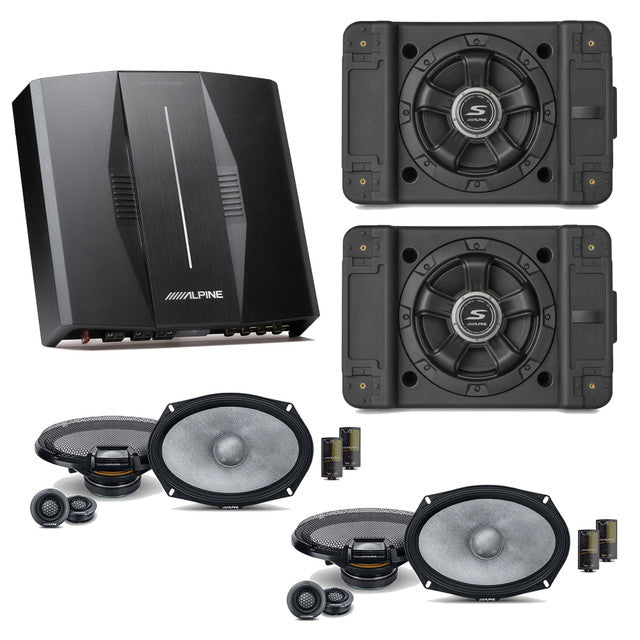 Alpine PXE-C80-88 OPTIM8 8-Channel Hi-Res Digital Sound Processor Amplifier w/ (2) SS-SB12 Subwoofer, (2) R2-S69C Bundle