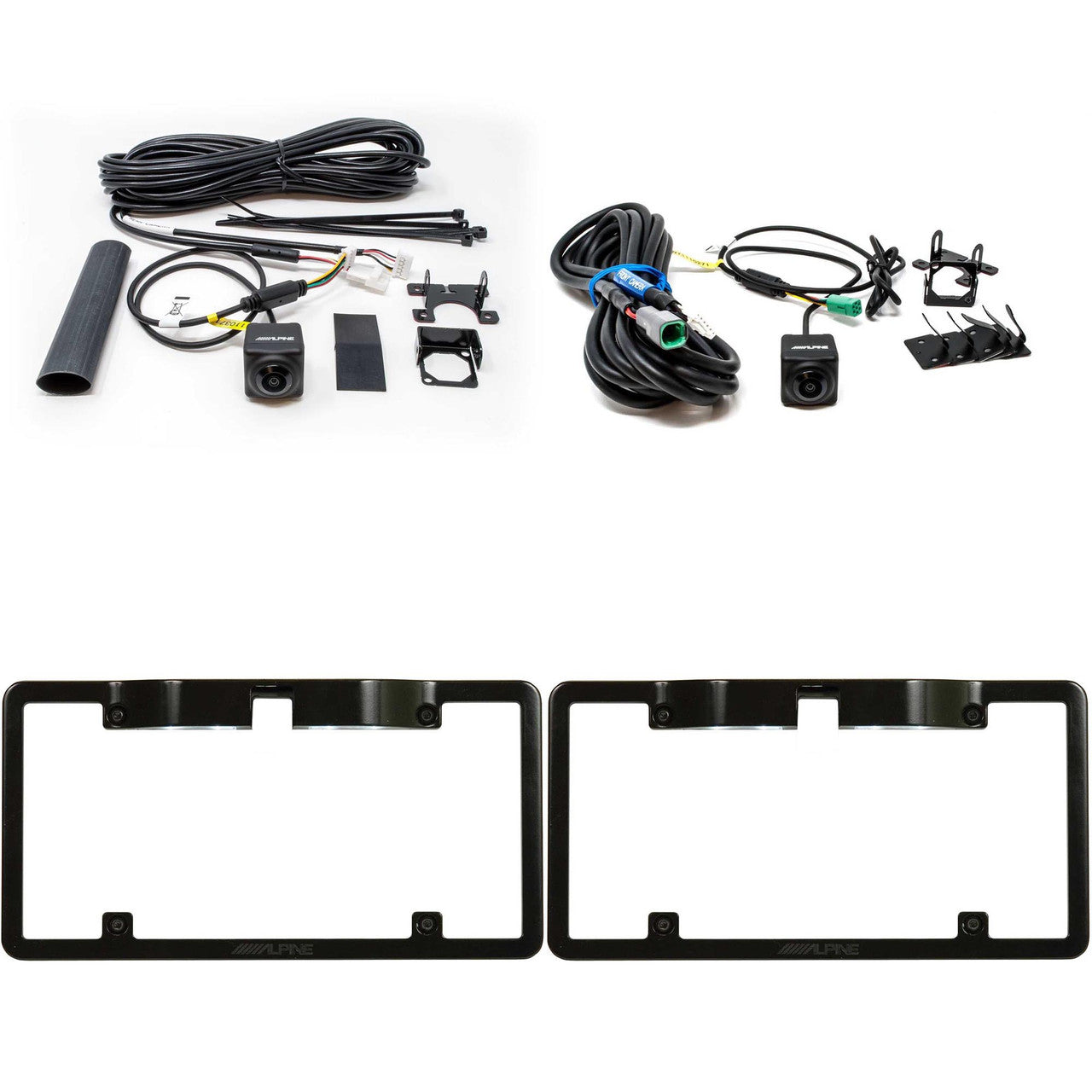 Alpine HCE-C2600FD & HCE-C2100RD Multi-View HDR Front / Rear Cameras with (2) KTX-C10LP License Plate Frames
