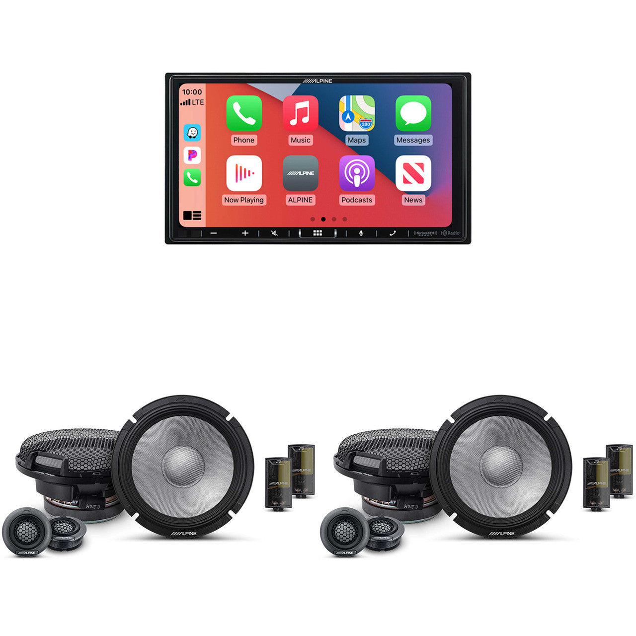 Alpine iLX-407 7-Inch Multimedia Receiver Apple Carplay and Android Auto w/ (2) R2-S65C 6.5