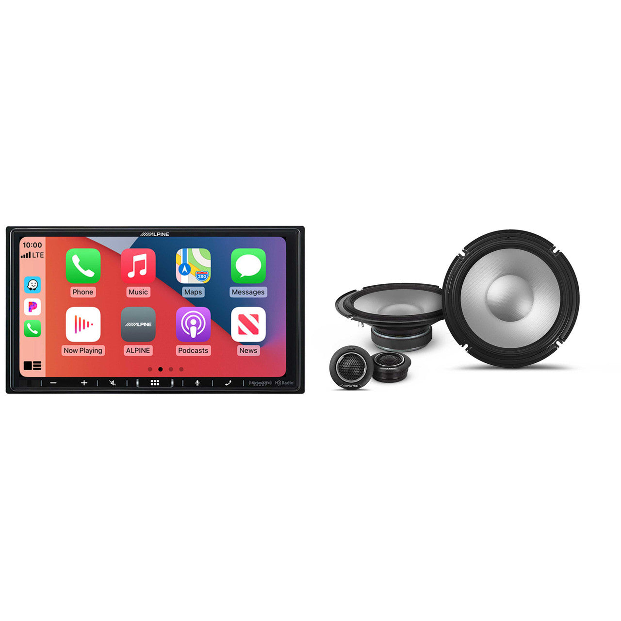 Alpine iLX-407 7-Inch Multimedia Receiver Apple Carplay and Android Auto & 1 Pair Alpine S2-S80C Type S 8