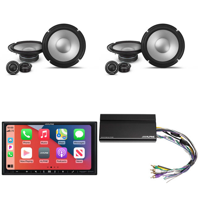 Alpine iLX-407 7-Inch Multimedia Receiver Apple Carplay and Android Auto & 2 Pairs Alpine S2-S80C Type S 8