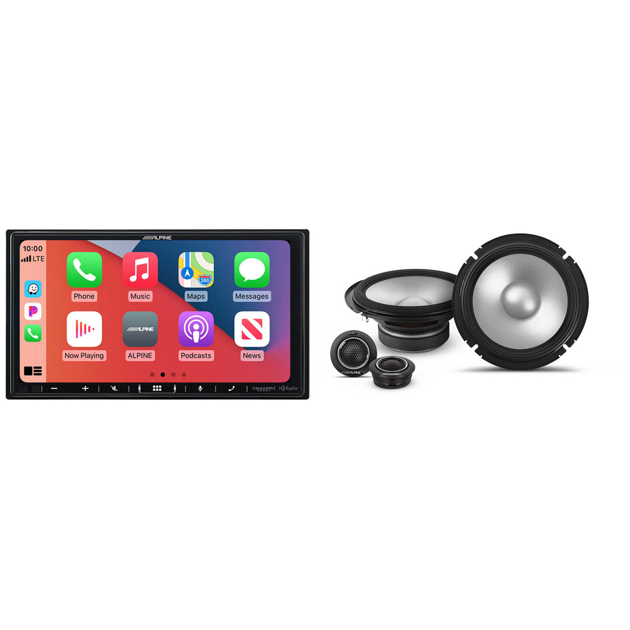 Alpine iLX-407 7-Inch Multimedia Receiver Apple Carplay and Android Auto &1 Pair Alpine S2-S65C Type S 6.5