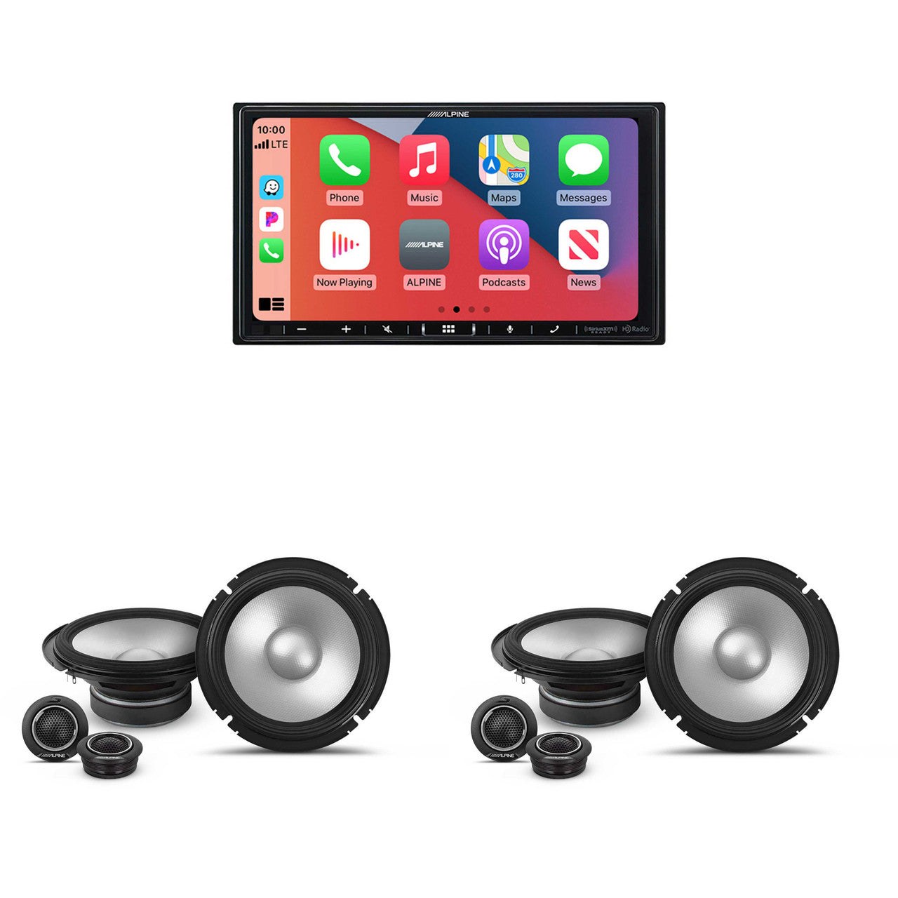Alpine iLX-407 7-Inch Multimedia Receiver Apple Carplay and Android Auto & 2 Pairs Alpine S2-S65C Type S 6.5