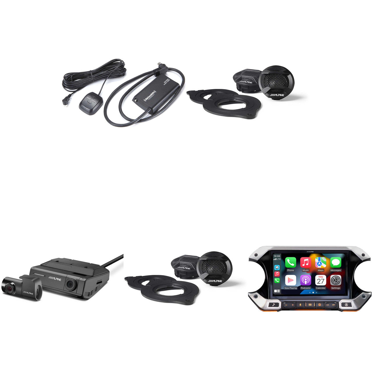 Alpine JL Wrangler i509-WRA-JL, (2 pair ) SPV-10TW-WRA, Sirius Tuner and Dash Camera Bundle