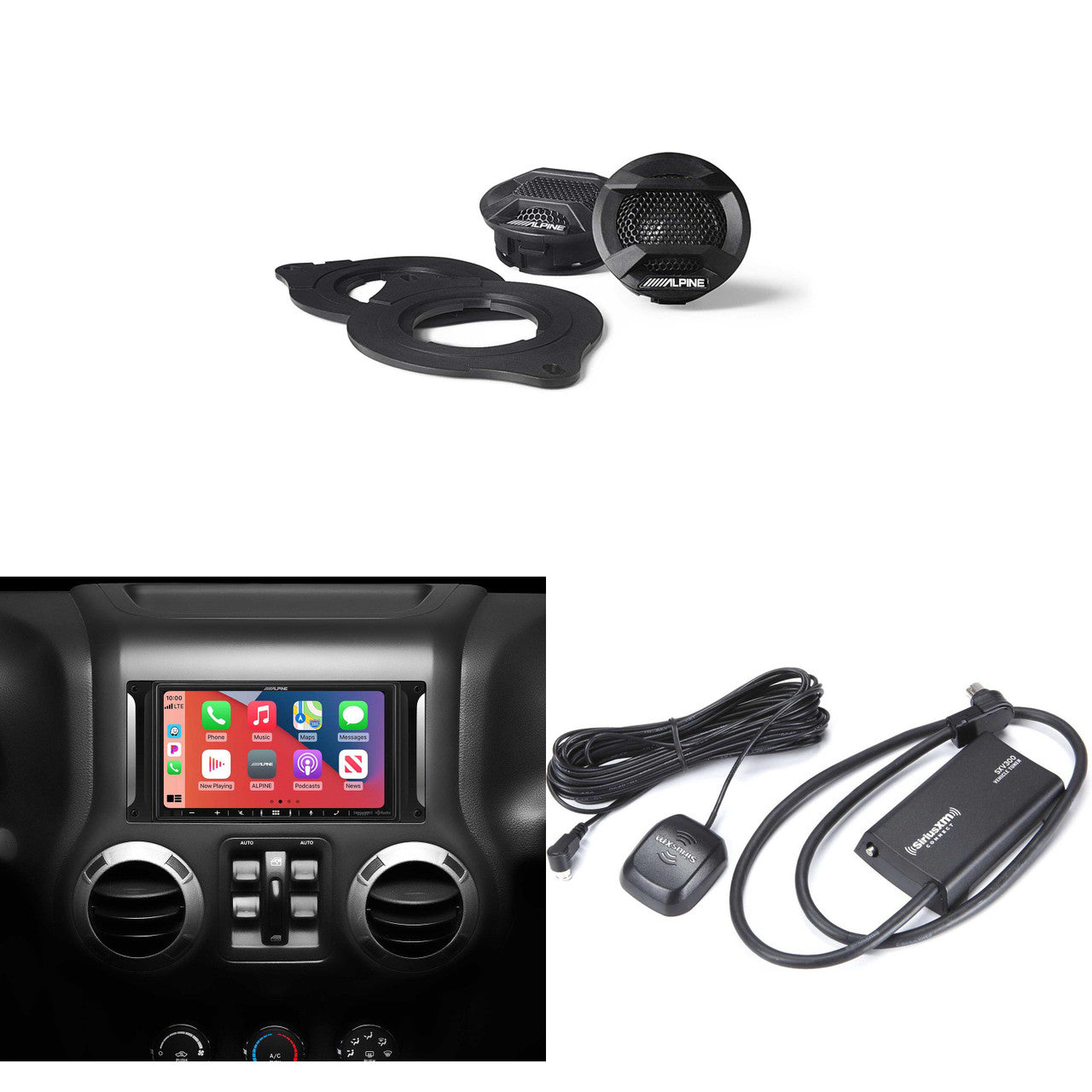 Alpine i407-WRA-JK 7in In-Dash Digital Receiver w/ SPV-10TW-WRA, Satellite Radio Tuner Wrangler Bundle