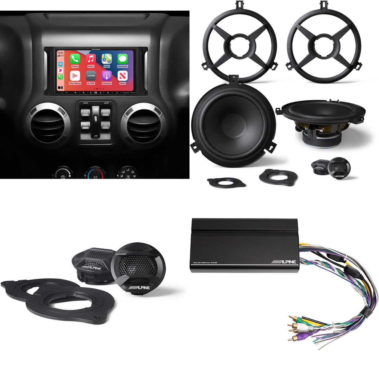 Alpine i407-WRA-JK 7in In-Dash Digital Receiver w/ SPV-10TW-WRA, SPV-65X-WRA & Power Pack Bundle for 07-17 Wrangler