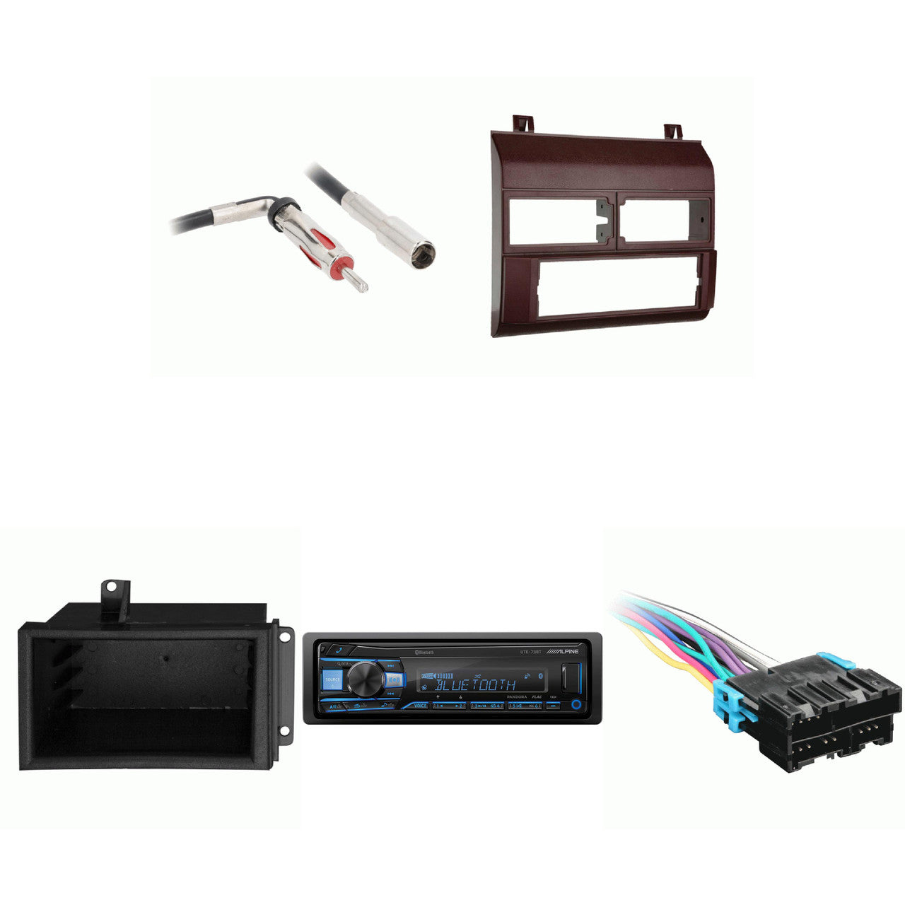 Alpine UTE-73BT Bundle Maroon Red Dash includes Radio pocket Compatible with Chevrolet GMC CK Truck 88-94