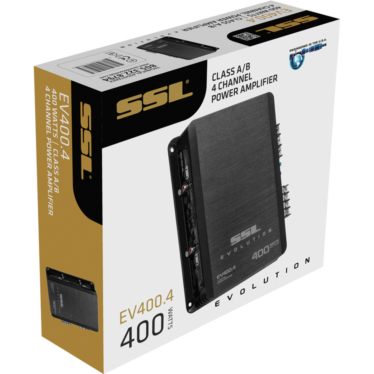 Ssl Evolution Ev400.4 Car Amplifier - 400 W Pmpo - 4 Channel - Class Ab - 8 Ohm - 12 Hz To 22 Khz - 4 X 38 W @ 4 Ohm - 4 X 75 W @ 2 Ohm (ev4004)