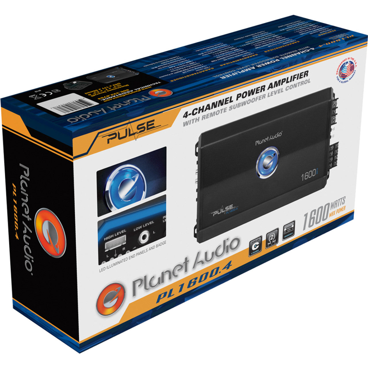 Planet Audio Pulse PL1600.4 Car Amplifier - 1600 W PMPO - 4 Channel - Class AB (pl16004)