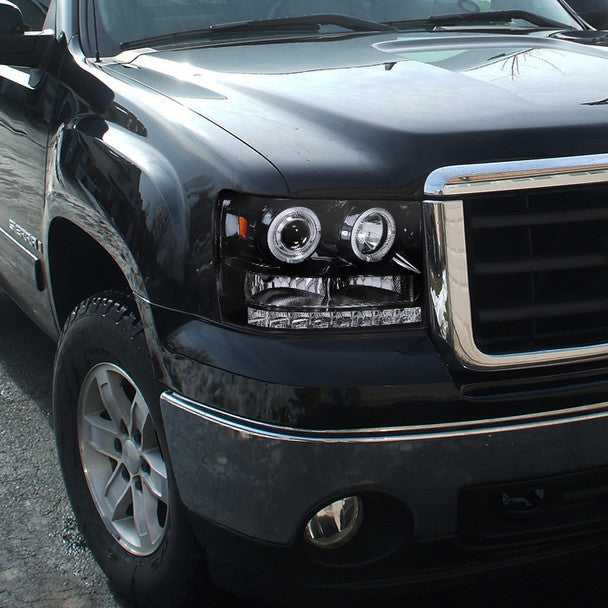 Spec-D 07-14 GMC Sierra Halo Projector Headlights Smoked