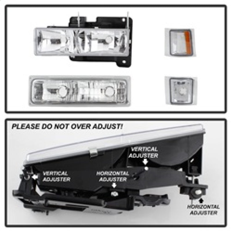 xTune Chevy Suburban 94-98 Headlights w/ Corner & Parking Lights 8pcs Chrome HD-JH-CCK88-AM-C-SET (Copy)