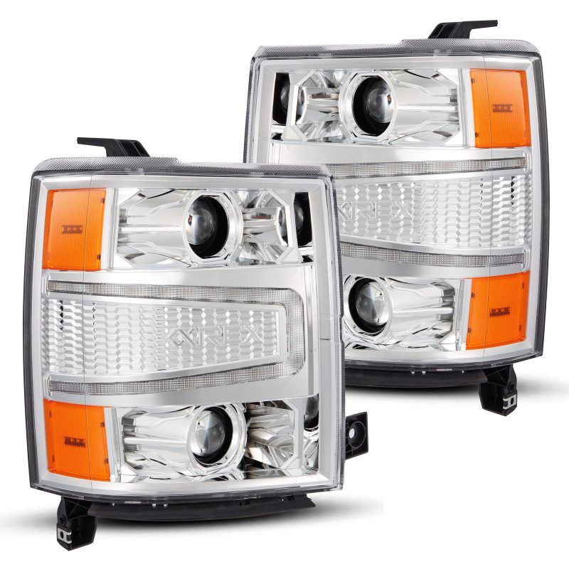 AlphaRex 14-15 Chevrolet Silverado LUXX-Series LED Projector Headlights Chrome