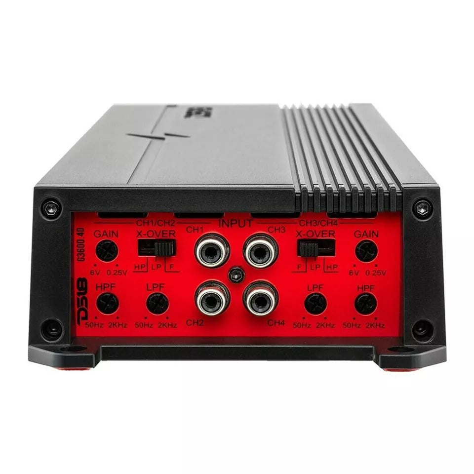 DS18 G3600.6D 3600W Max 6-Channel Class-D Stereo Full Range Car Audio Amplifier
