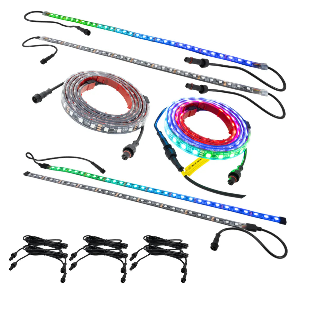 Stinger 4ft Dynamic LED Whip Light & 6pc Dynamic RGB LED Strip Light Kit Bundle - ENLIGHT10 App Compatible