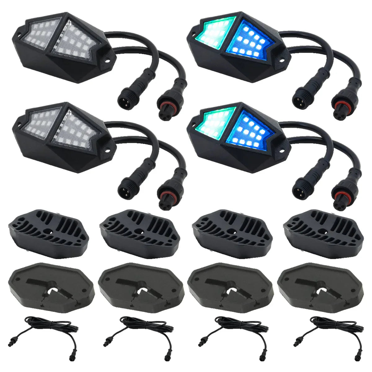Stinger 4ft Dynamic LED Whip Light & 8pc RGB Dynamic Rock Light Kit Bundle - ENLIGHT10 App Compatible