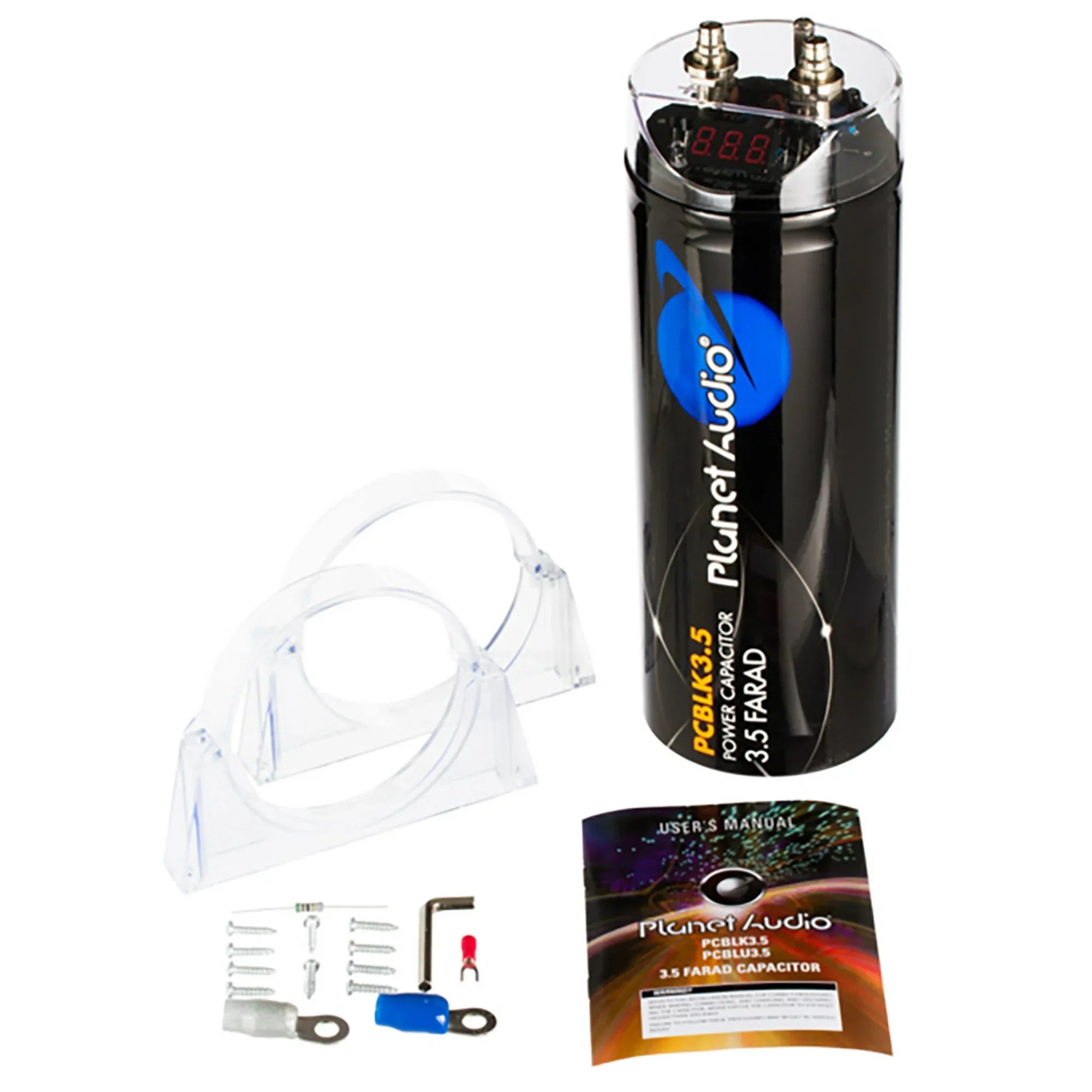 Planet audio PCBLK3.5 Farad Capacitor with Digital Voltage Display, Black