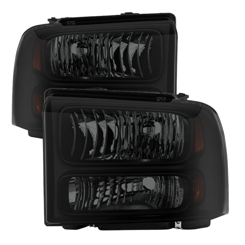 xTune Ford F250/350/450 Super Duty 05-07 Crystal Headlights Black Smoked HD-JH-FS05-AM-BSM