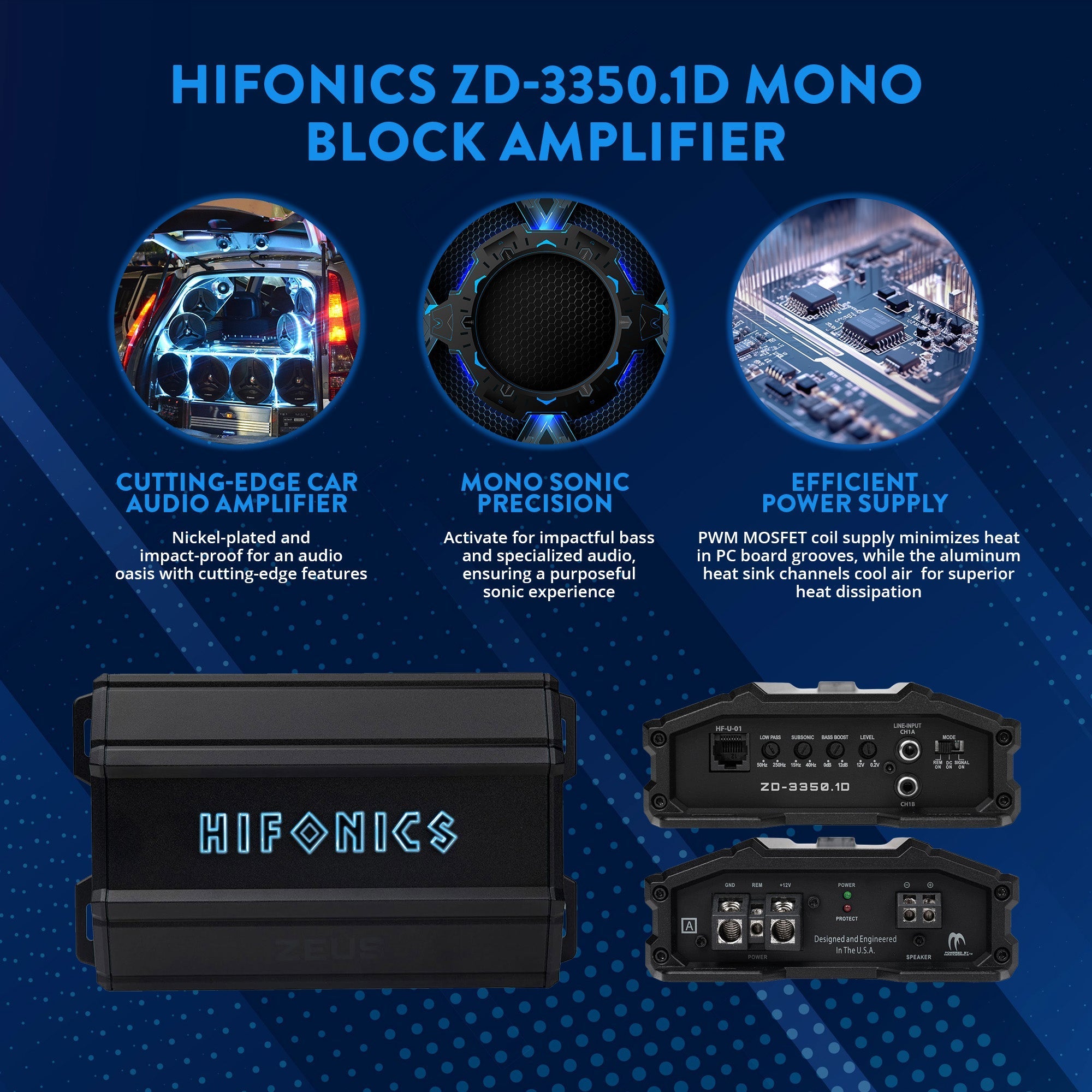 Hifonics ZD-3350.1D Zeus Delta 3350 Watt Mono Block Mobile Car Amplifier