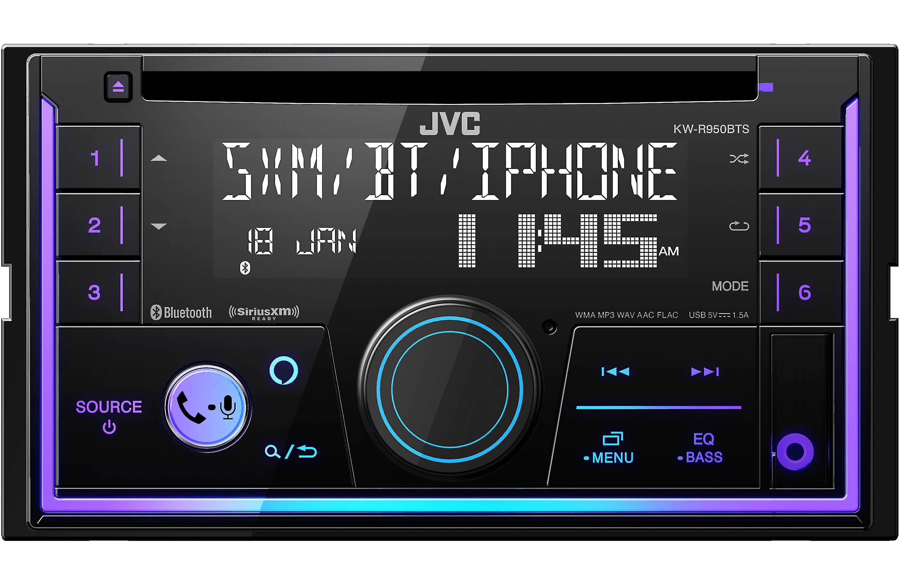 JVC KW-R950BTS DDIN CD Receiver w/ Aux, USB & Bluetooth