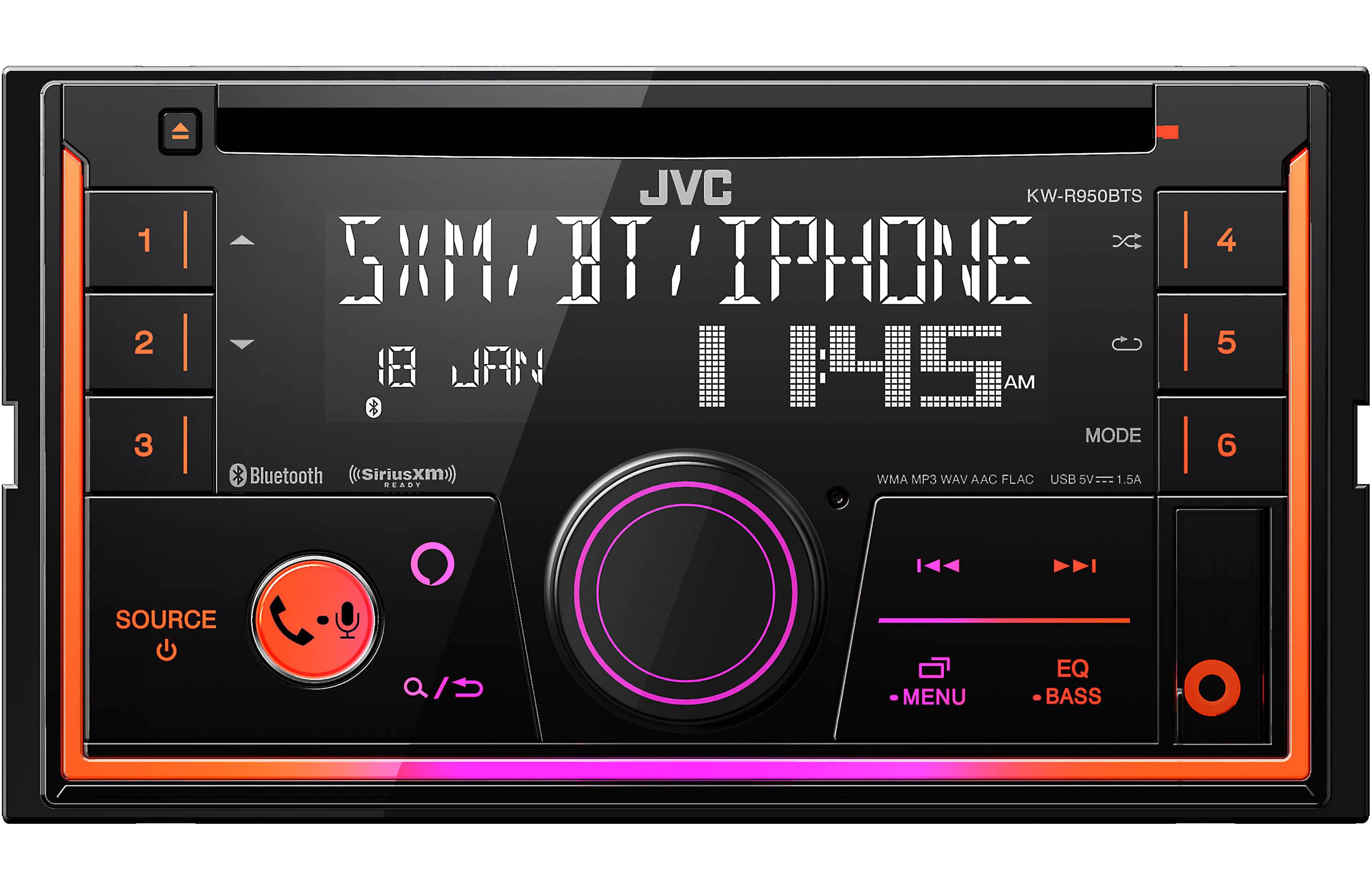 JVC KW-R950BTS DDIN CD Receiver w/ Aux, USB & Bluetooth