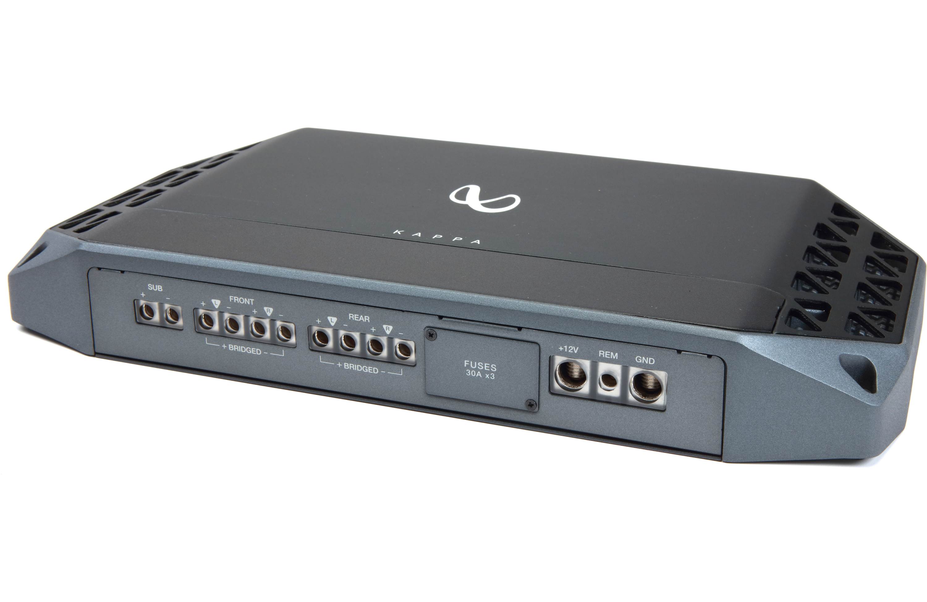Infinity Kappa Five 5-channel car amplifier — 75 watts RMS x 4 at 4 ohms + 350 watts RMS x 1 at 2 ohms