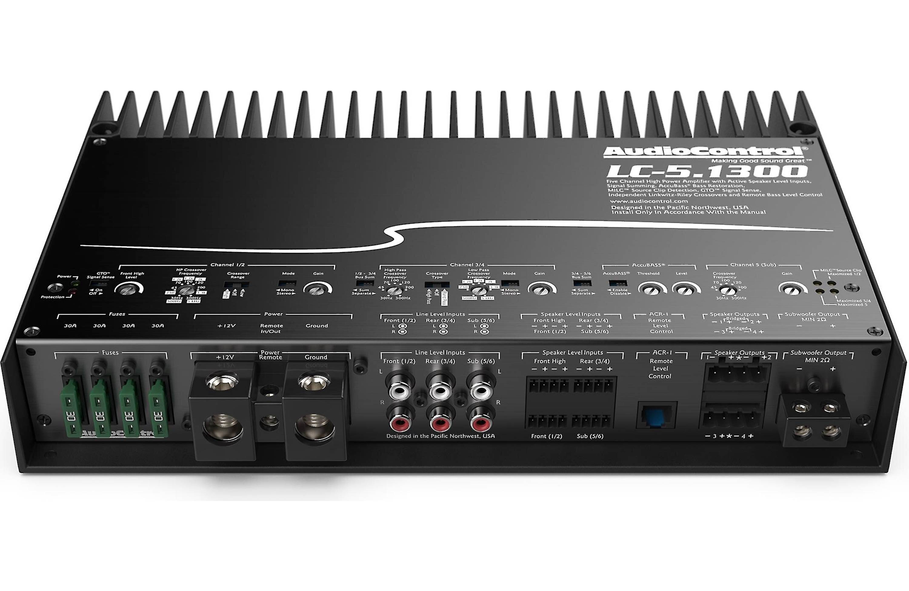 AudioControl LC-5.1300 5-channel car amplifier — 100 watts RMS x 4 at 4 ohms + 500 watts RMS