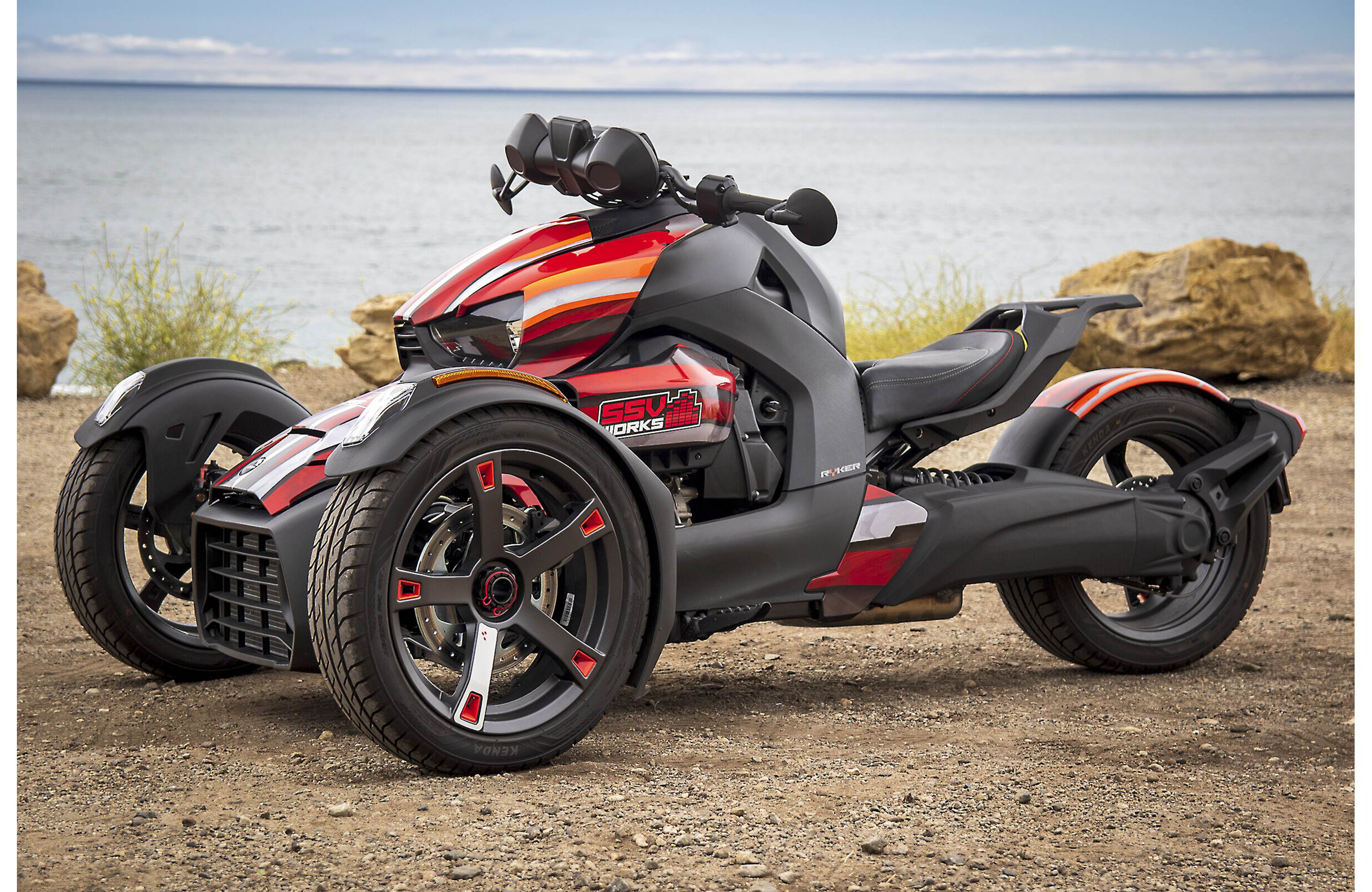 SSV Works RKR-2K 2-speaker audio kit for the Can-Am Ryker — includes the MRB3 Bluetooth controller and two Kicker 4