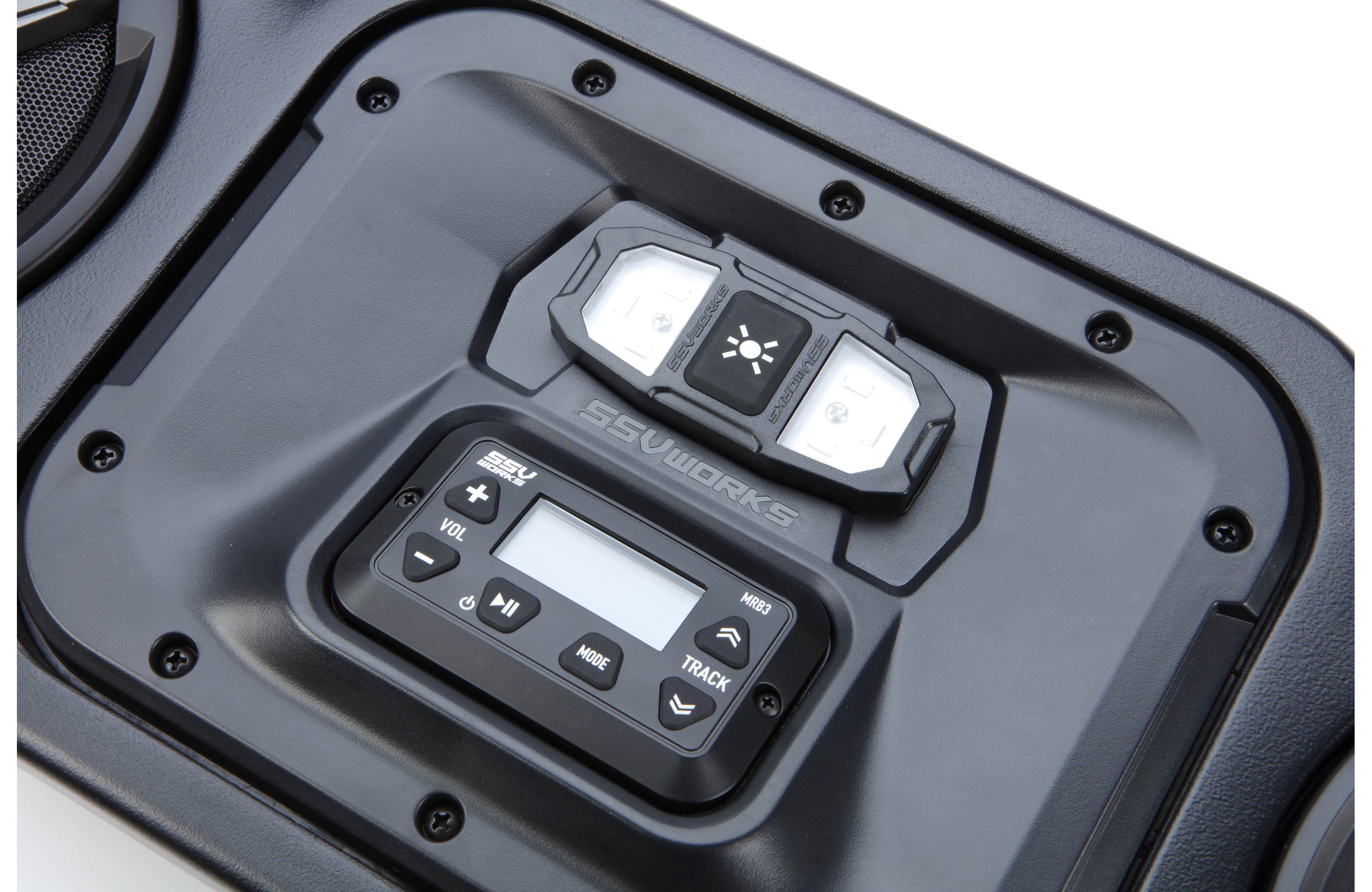 SSV Works 170-WP3-UO4LA Weatherproof 4-speaker soundbar — designed to fit a variety of Polaris, Honda, Kawasaki, and Yamaha side-by-sides