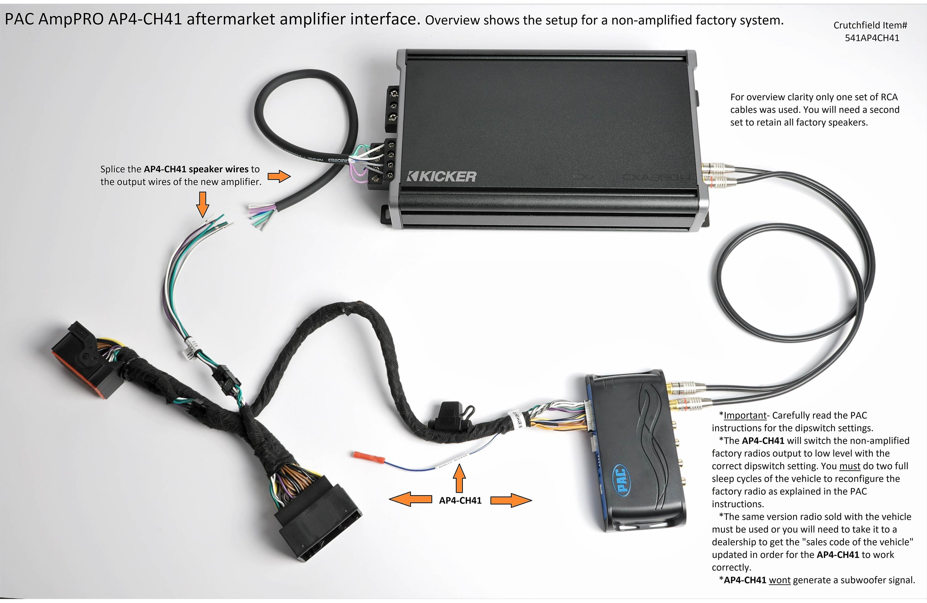 PAC AmpPRO AP4-CH41 Aftermarket Amplifier Interface in select 2014-up Chrysler-made vehicles
