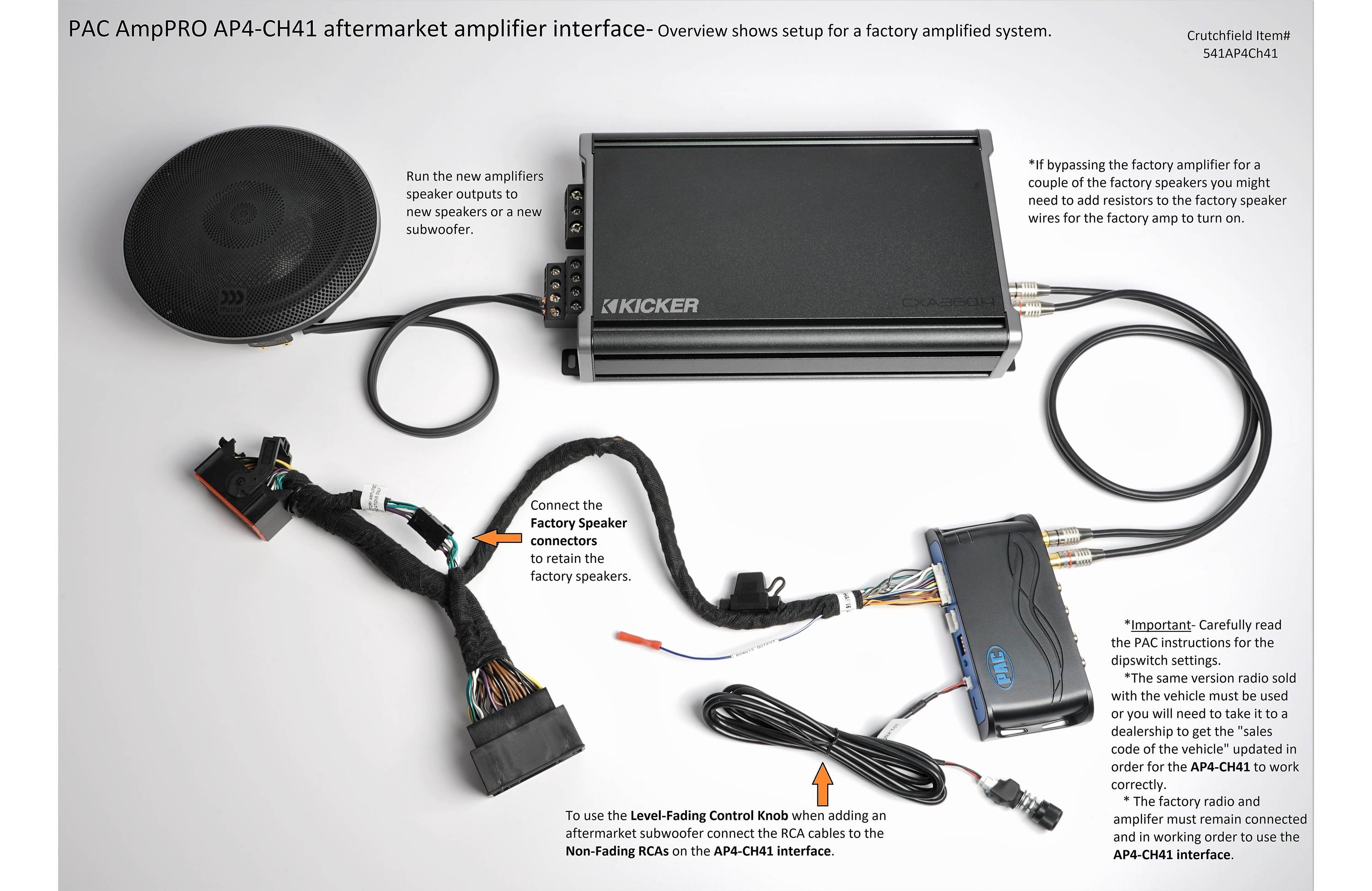 PAC AmpPRO AP4-CH41 Aftermarket Amplifier Interface in select 2014-up Chrysler-made vehicles